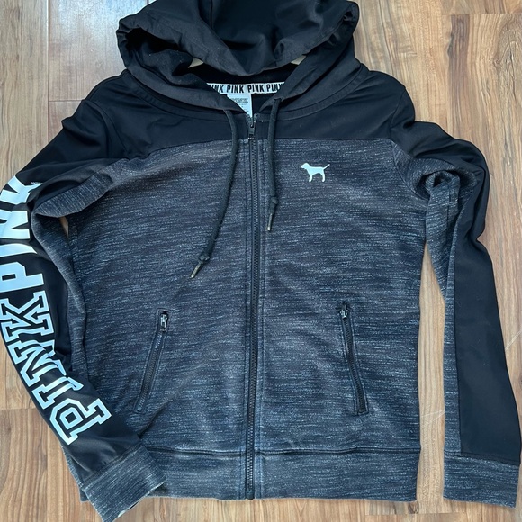 Victoria's Secret PINK Black and Gray Hoodie - Picture 4 of 6